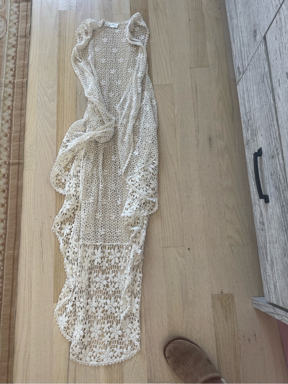 Crochet Lace Maxi Duster - Cream